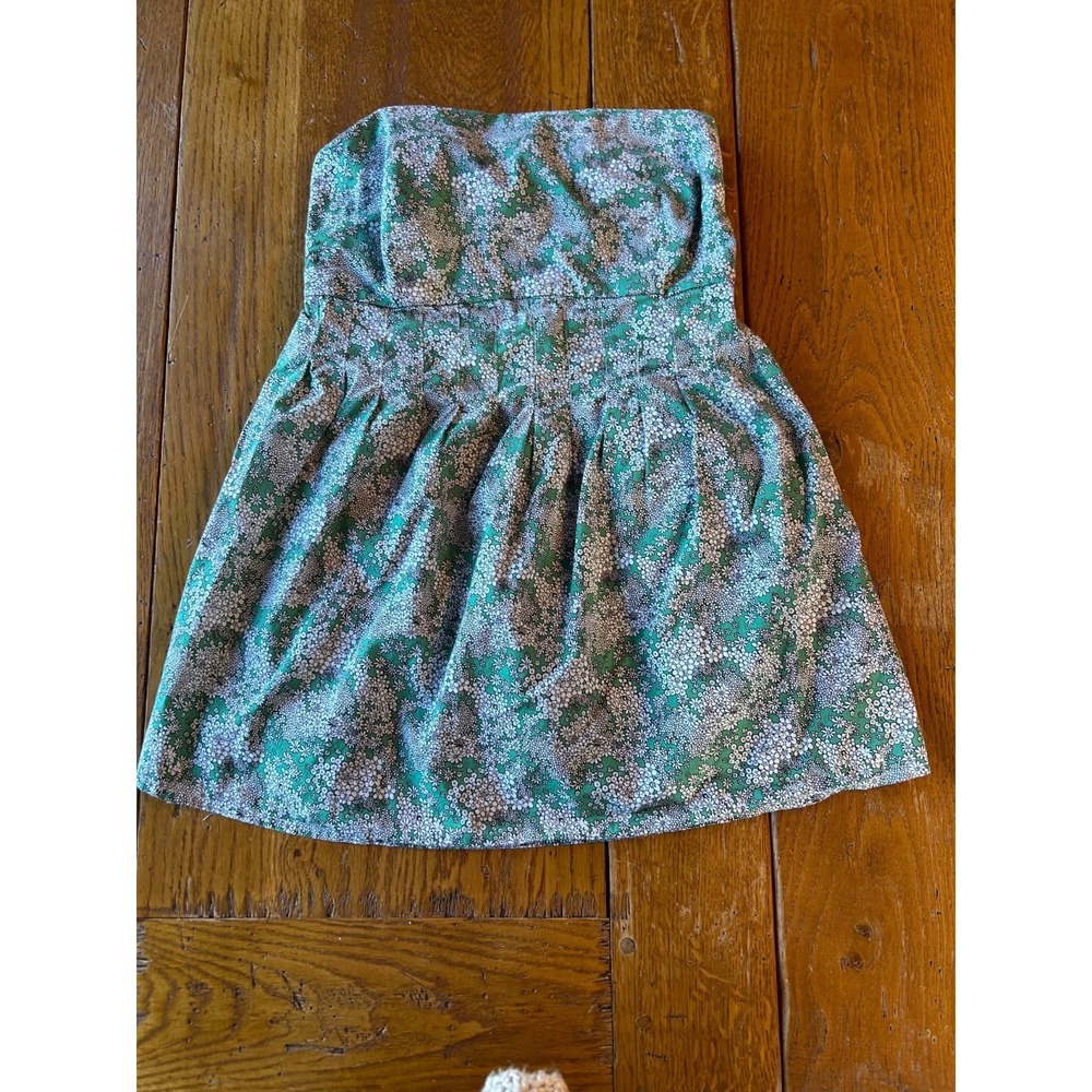 Charlotte Russe Y2K Vintage Green Floral Strapless Tube Top Boho Chic Small